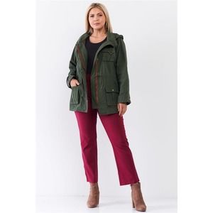 Army Green Hooded Utility Anorak Jacket Size 1X